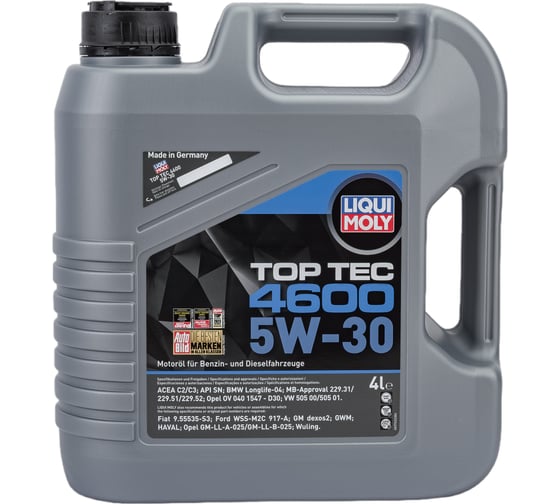 Моторное масло LIQUI MOLY Top Tec 4600 НС-синтетическое, 4 л, 5W-30, SN/CF, C3 3763 1