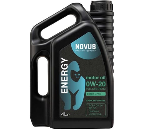 Моторное масло Новус синтетическое NOVUS ENERGY 0W-20, 4L PAO+Ester API SP, ACEA C5, C6 ENE202104