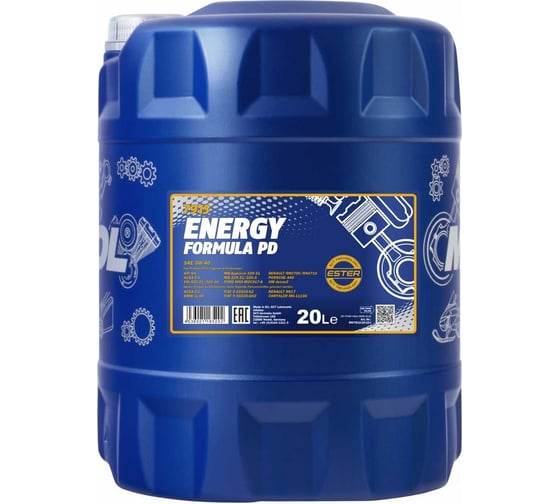 Моторное масло MANNOL ENERGY FORMULA PD 5W40, 20 л, синтетическое 4016
