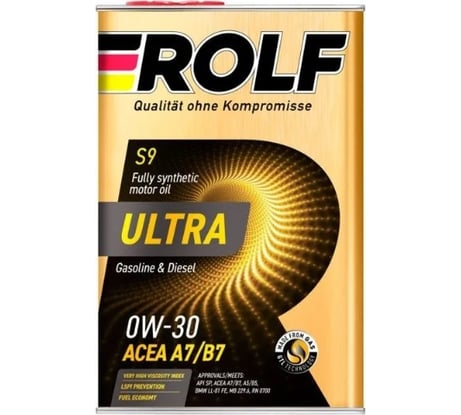 Моторное масло Rolf ULTRA SAE 0W-30, API SP, ACEA A7/B7, 4 л 322946