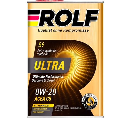 Моторное масло Rolf ultra 0w-20, c5, sn plus, 4 л 322940