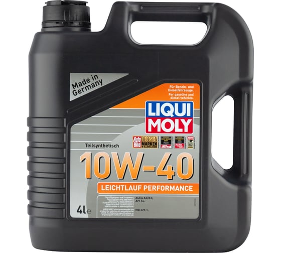 Полусинтетическое моторное масло LIQUI MOLY Leichtlauf Performance 10W-40 SL A3/B3, 4л 8998