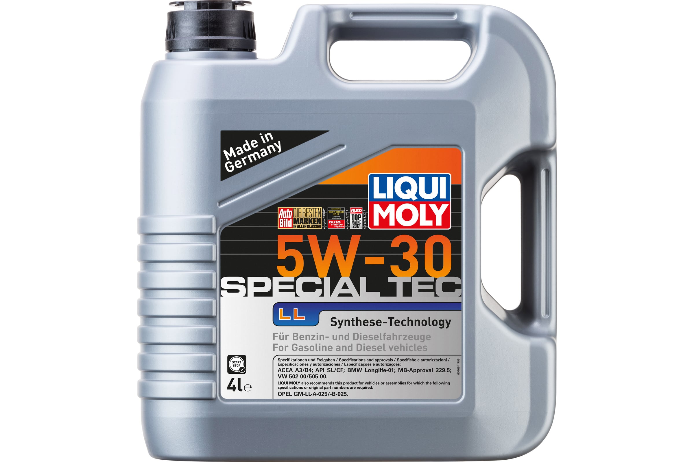 МоторноемаслоLIQUIMOLYSpecialTecLLНС-синтетическое,5W-30,SL,A3/B4,4л2339