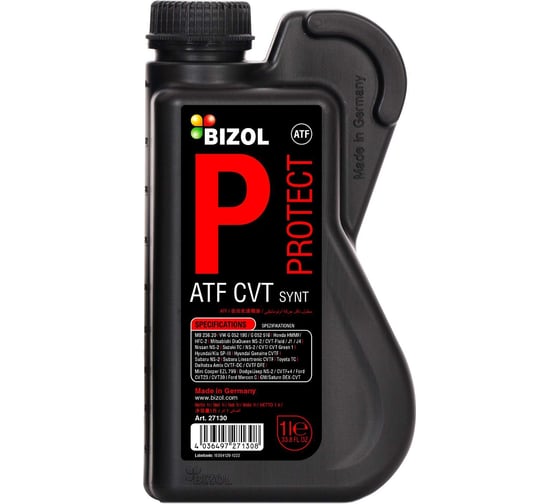 Трансмиссионное масло Bizol Protect ATF CVT Synt НС-синтетическое, для CVT 1 л 27130