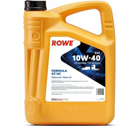 Моторное масло для коммерческого транспорта и сельхоз техники ROWE HIGHTEC FORMULA GT SAE 10W-40 HC 20003-0050-99