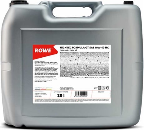 Моторное масло для коммерческого транспорта и сельхоз техники ROWE HIGHTEC FORMULA GT SAE 10W-40 HC 20003-0200-99