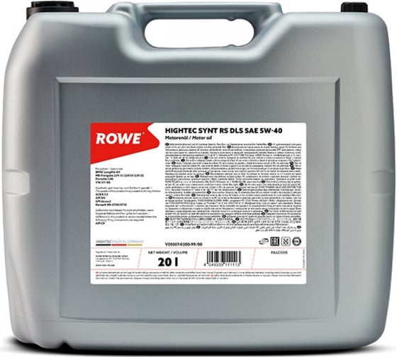 Моторное масло для легкового транспорта ROWE HIGHTEC SYNT RS DLS SAE 5W-40 NEW 20307-0200-99
