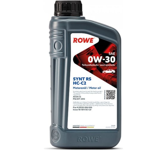 Моторное масло для легкового транспорта ROWE HIGHTEC SYNT RS SAE 0W-30 HC-C2 20247-0010-99