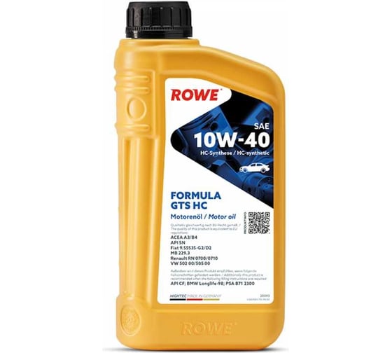 Моторное масло для легкового транспорта ROWE HIGHTEC FORMULA GTS SAE 10W-40 HC 20093-0010-99