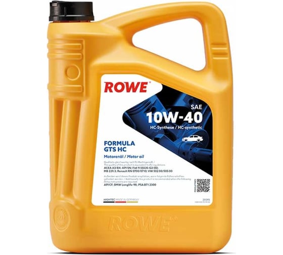 Моторное масло для легкового транспорта ROWE HIGHTEC FORMULA GTS SAE 10W-40 HC 20093-0050-99