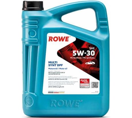 Моторное масло для легкового транспорта ROWE HIGHTEC MULTI SYNT DPF SAE 5W-30 20125-0040-99