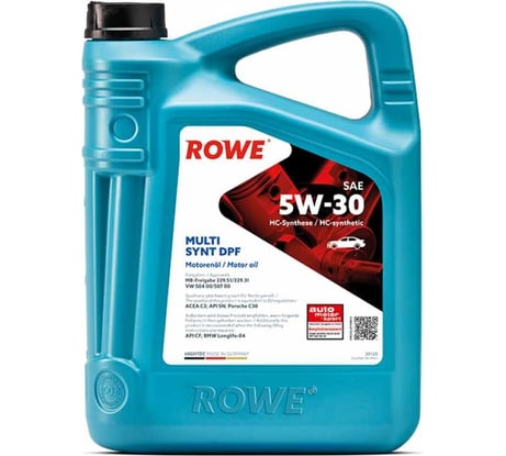 Моторное масло для легкового транспорта ROWE HIGHTEC MULTI SYNT DPF SAE 5W-30 20125-0050-99