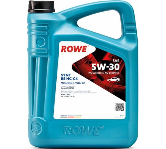 Моторное масло для легкового транспорта ROWE HIGHTEC SYNT RS SAE 5W-30 HC-C4 20121-0050-99