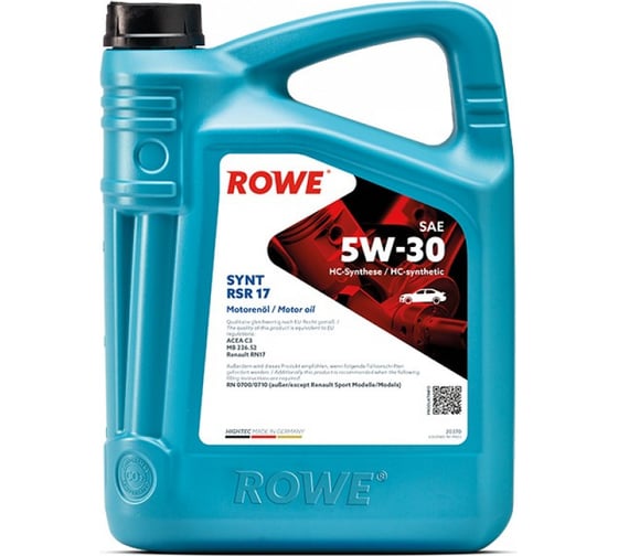 Моторное масло для легкового транспорта ROWE HIGHTEC SYNT RSR 17 SAE 5W-30 NEW 20370-0050-99