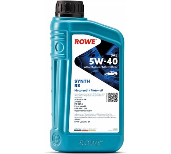 Моторное масло для легкового транспорта ROWE HIGHTEC SYNTH RS SAE 5W-40 20001-0010-99