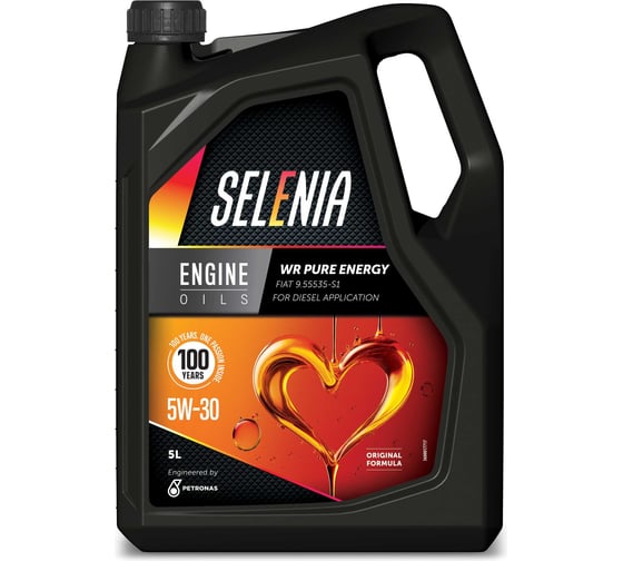 Моторное масло SELENIA WR PURE ENERGY синтетическое 5W-30, 5 л, ACEA C2, API SP Petronas 71185M12EU