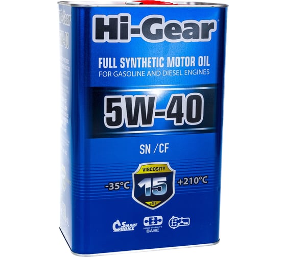 Масло моторное синтетическое 4л 5W-40 SN/CF Hi-Gear HG0544