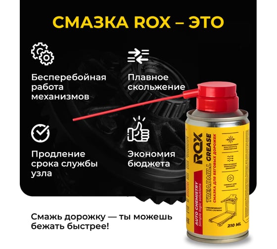 Смазка для беговых дорожек кардиотренажеров ROX силиконовая TREADMILL GREASE аэрозольный баллон 210 мл R196
