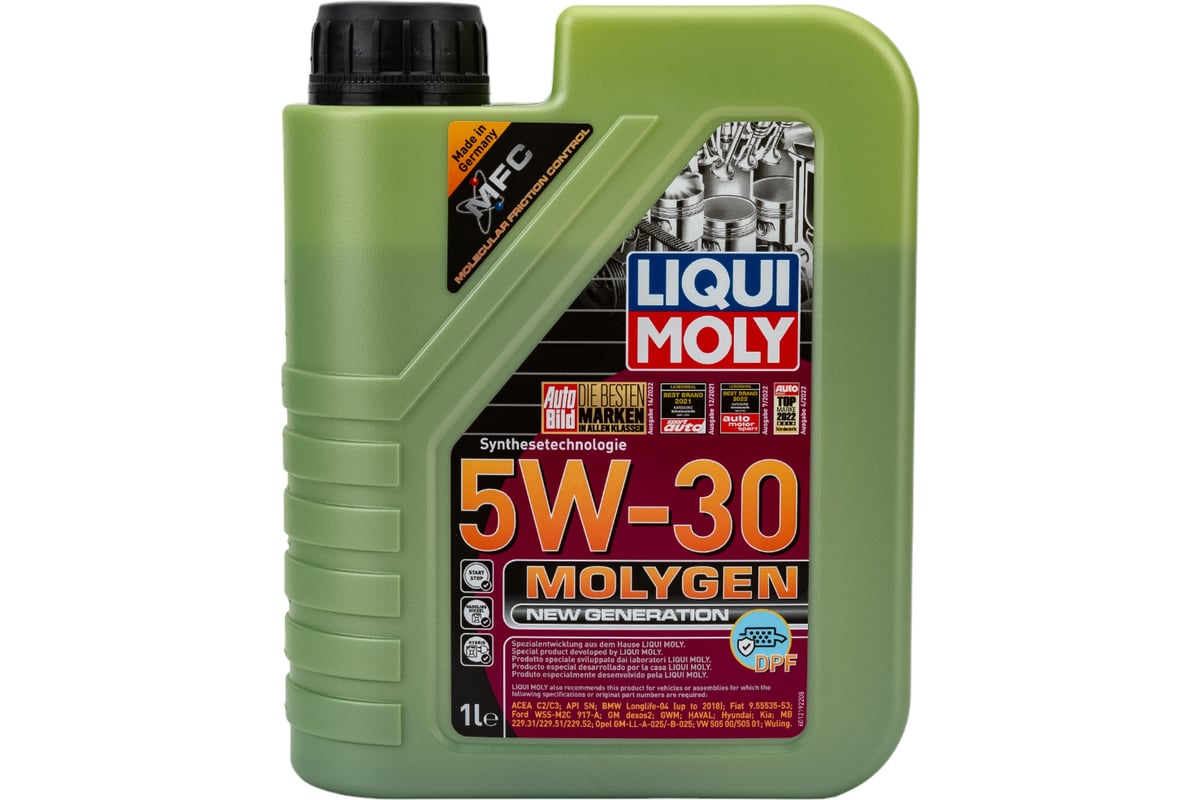 Масло моторное НС-синтетическое Molygen New Generation DPF 5W-30, 1 л LIQUI  MOLY 21224 - выгодная цена, отзывы, характеристики, фото - купить в Москве  и РФ