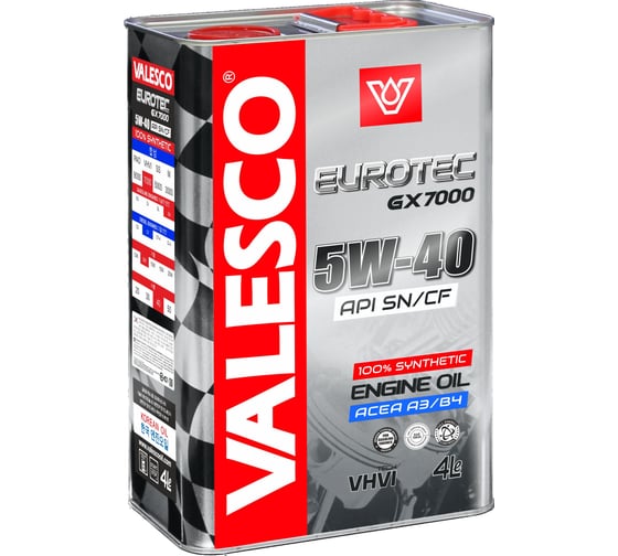 Моторное масло VALESCO EUROTEC GX 7000 5W40, API SN/CF, синтетическое, 4 л 307165h