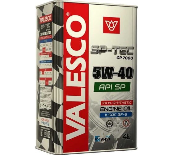 Моторное масло VALESCO SP-TEC GP 7000 5W40, API SP, синтетическое, 4 л 489184h 1