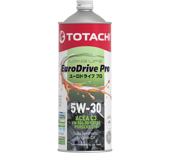Синтетическое моторное масло TOTACHI EURODRIVE PRO LL Fully Synthetic 5W-30 API SN, ACEA C3 1л E7801
