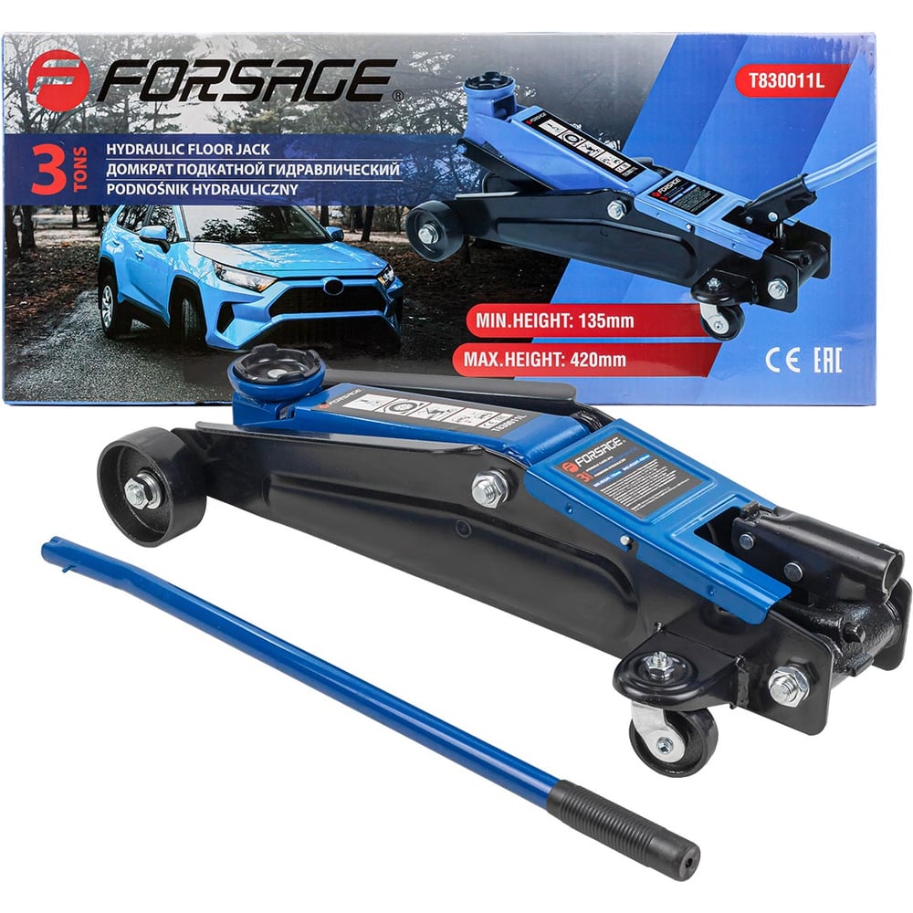 Подкатной гидравлический домкрат Forsage 3 т (h min 135мм, h max 420мм ...