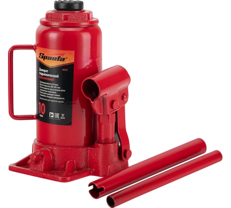 Гидравлический бутылочный домкрат SPARTA 10 т, h подъема 200-385 мм 50325
