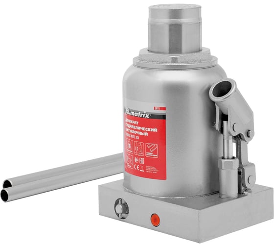 Гидравлический бутылочный домкрат MATRIX 30 т, h подъема 244–370 мм 50771