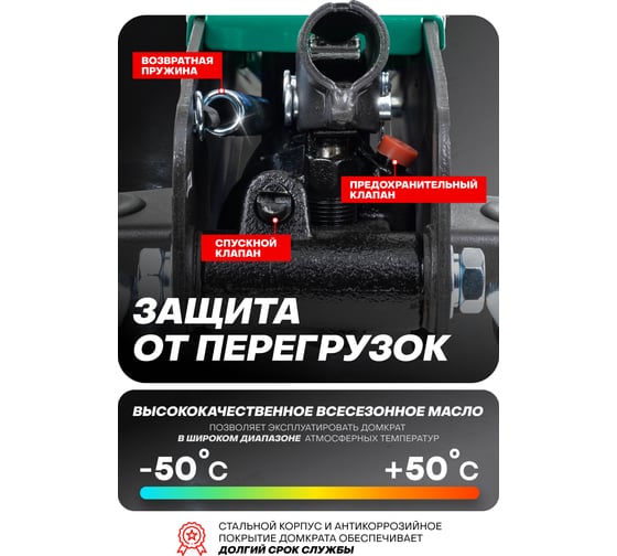 Гидравлический подкатной домкрат с узкой базой Rockforce 3т, высота подъема 135-380 мм RF-T830013(4072)