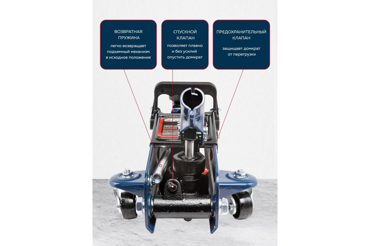 Подкатной домкрат с вращающейся ручкой Forsage 2т, в кейсе F-TH22005C(7769)