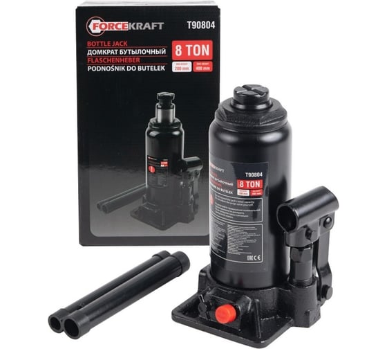 Бутылочный домкрат Forcekraft с клапаном 8т FK-T90804(29931)