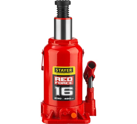 Гидравлический бутылочный домкрат STAYER RED FORCE, 16т, 230-460 мм, 43160-16 43160-16_z01 1