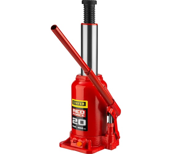 Гидравлический бутылочный домкрат STAYER Red Force, 20т 43160-20_z01
