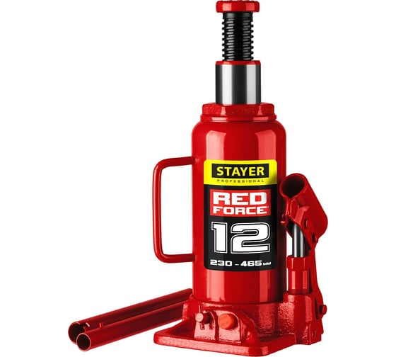 Гидравлический бутылочный домкрат STAYER Red Force, 12т, 230-465 мм 43160-12_z01
