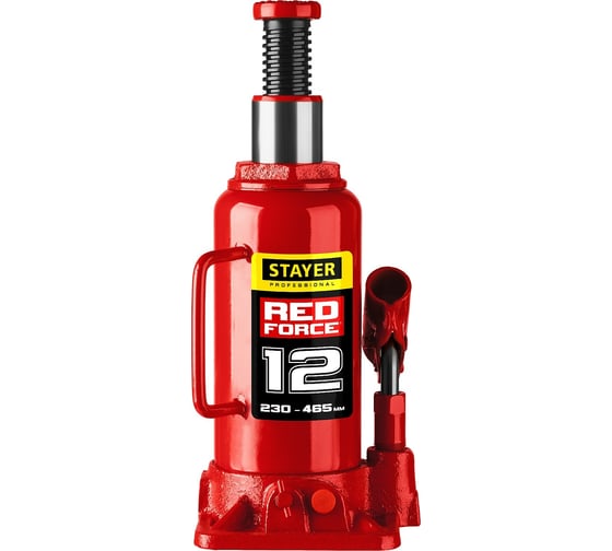 Гидравлический бутылочный домкрат STAYER Red Force, 12т, 230-465 мм 43160-12_z01