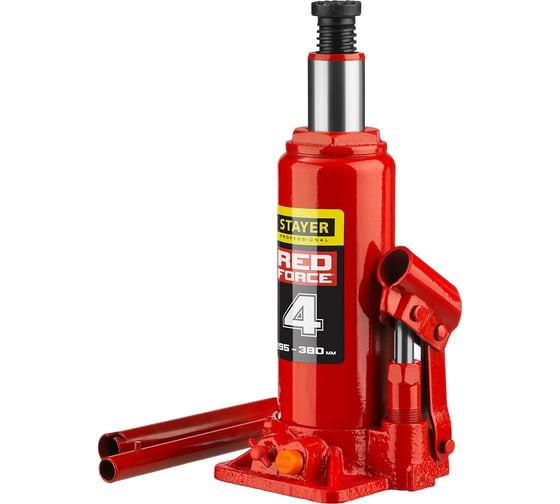Гидравлический бутылочный домкрат STAYER RED FORCE, 4т, 195-380 мм, 43160-4 43160-4_z01