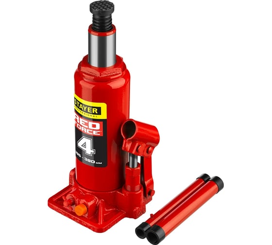 Гидравлический бутылочный домкрат STAYER RED FORCE, 4т, 195-380 мм, 43160-4 43160-4_z01