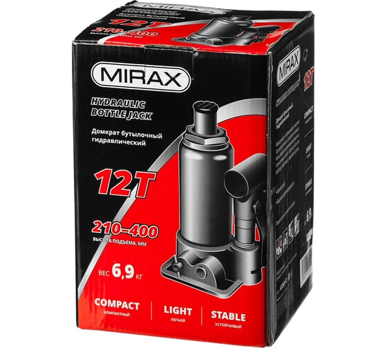 Гидравлический бутылочный домкрат MIRAX 12т, 210-400 мм 43260-12