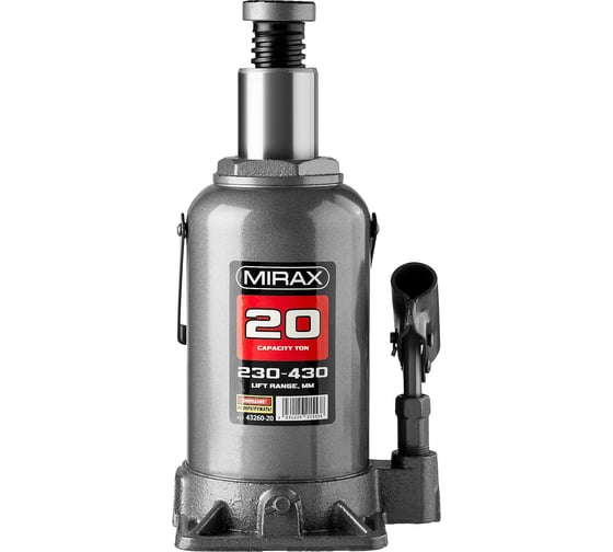 Гидравлический бутылочный домкрат MIRAX 20т 43260-20