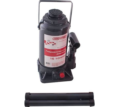 Гидравлический бутылочный домкрат SKYWAY 16т h 225-425 мм с клапаном в коробке+сумка S01804004