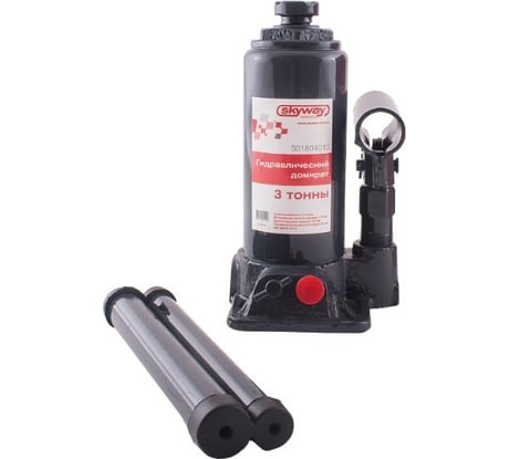 Гидравлический бутылочный домкрат SKYWAY 3т h 175-335 мм с клапаном в коробке+сумка S01804010
