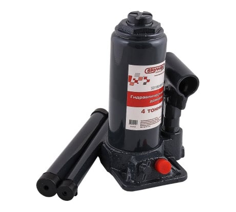Гидравлический бутылочный домкрат SKYWAY 4т h 180-350 мм с клапаном в коробке+сумка S01804012