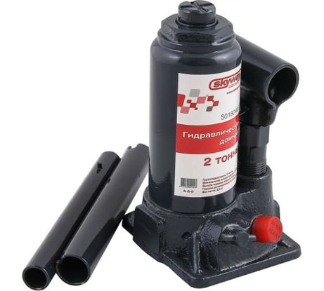 Гидравлический бутылочный домкрат SKYWAY 2т h 148-278 мм с клапаном в кейсе S01804006