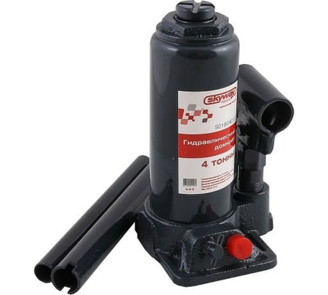 Гидравлический бутылочный домкрат SKYWAY 4т h 180-350 мм с клапаном в кейсе S01804011