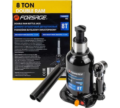 Бутылочный двухштоковый домкрат Forsage 8т, h min-170мм, h max-410мм F-TH80802X BIG(56859)