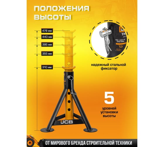 Ремонтная подставка с упорными пятками JCB 3 т, 310-478 мм JCB-TH53013(56957)