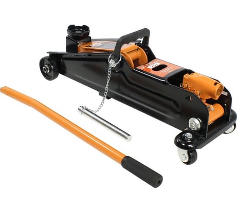 Гидравлический подкатной домкрат АвтоDело с фиксатором в картонной коробке 2 т 130-380 мм 43228 14939