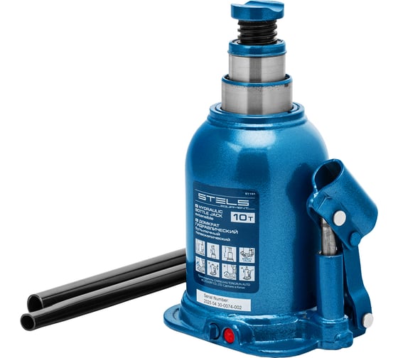 Гидравлический бутылочный телескопический домкрат STELS 10 т, подъем 180-430 мм 51151