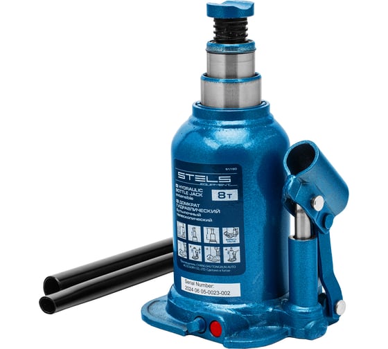 Гидравлический бутылочный телескопический домкрат STELS 8 т, подъем 180-410 мм 51150 1